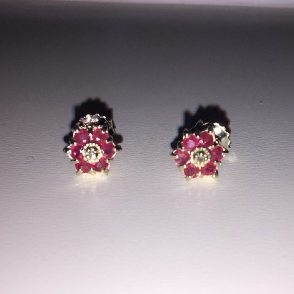 Genuine Ruby sterling silver stud earrings